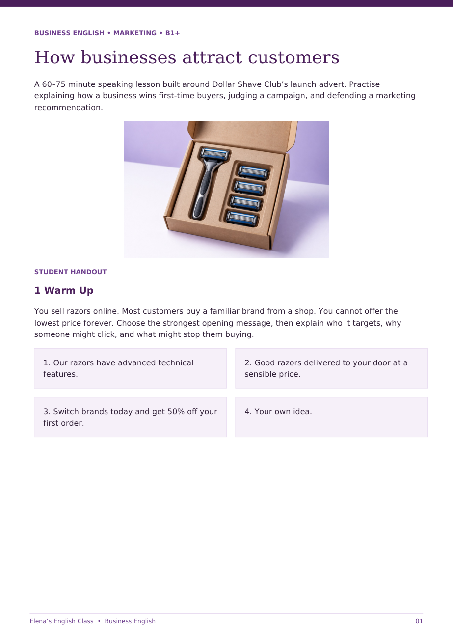 How businesses attract customers · pagina 1
