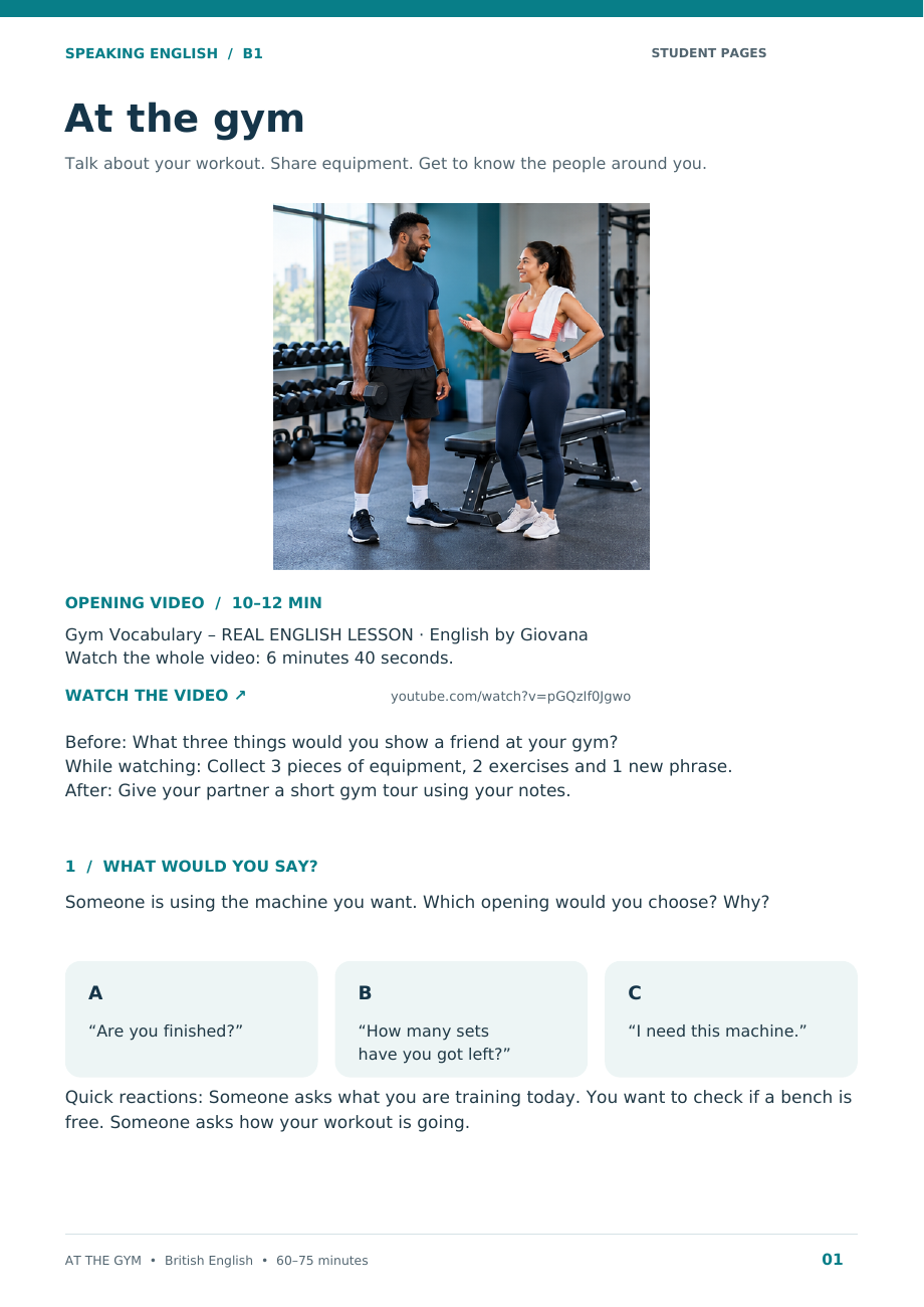 At the gym · pagina 1