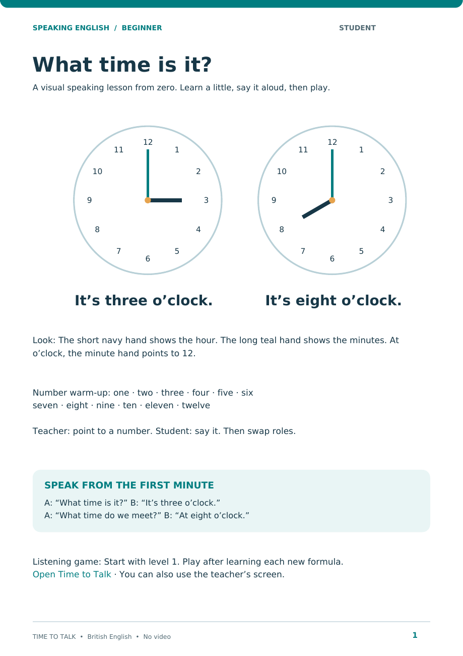 What time is it? · pagina 1